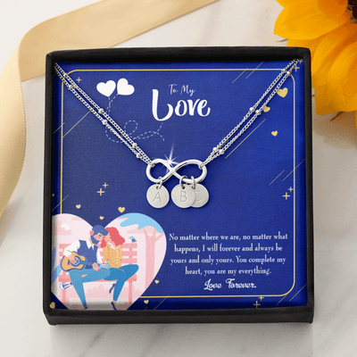 Wife You Complete Me Infinity Bracelet With Initial Charms - Infinity Bracelet