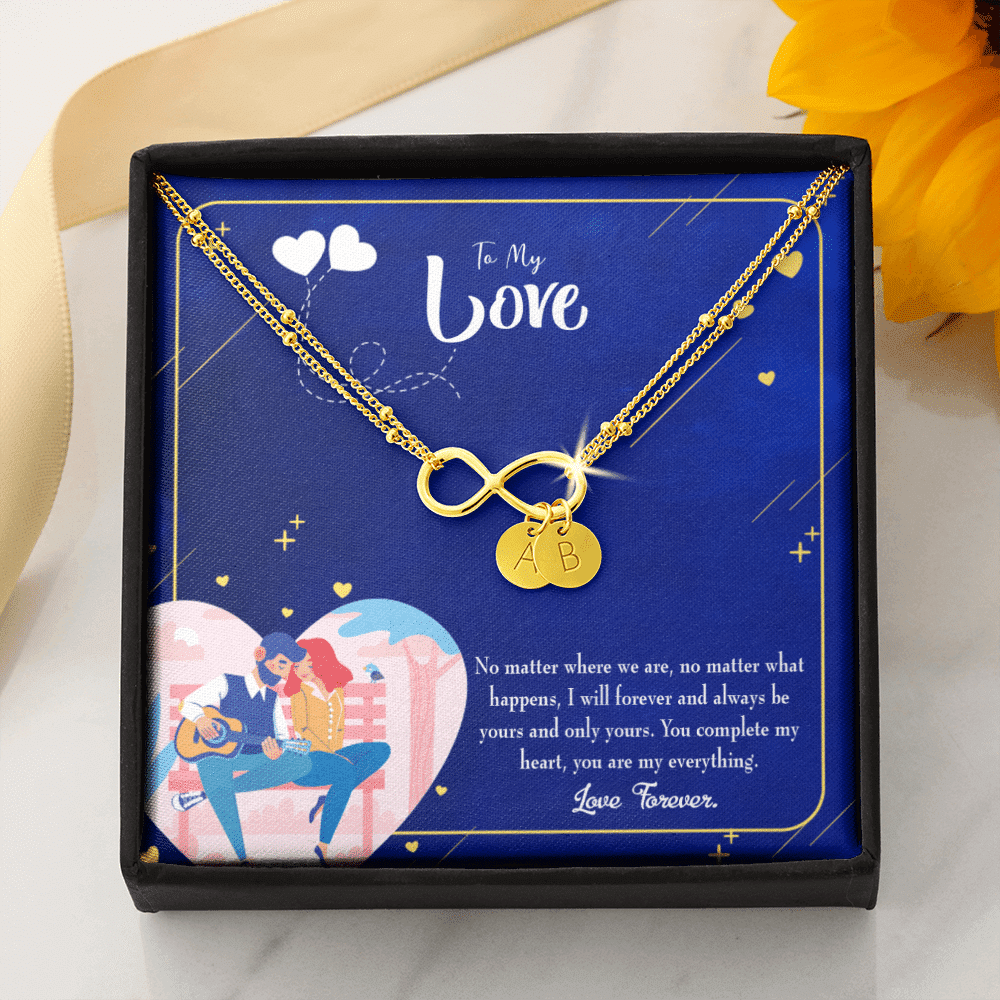 Wife You Complete Me Infinity Bracelet With Initial Charms - Infinity Bracelet