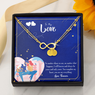 Wife You Complete Me Infinity Bracelet With Initial Charms - Infinity Bracelet
