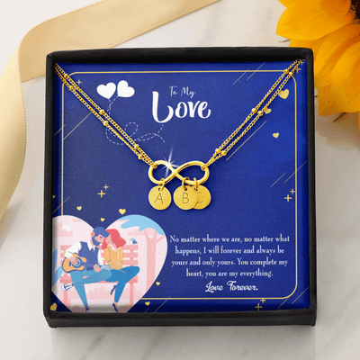 Wife You Complete Me Infinity Bracelet With Initial Charms - Infinity Bracelet
