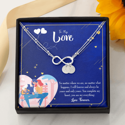 Wife You Complete Me Infinity Bracelet With Initial Charms - Infinity Bracelet