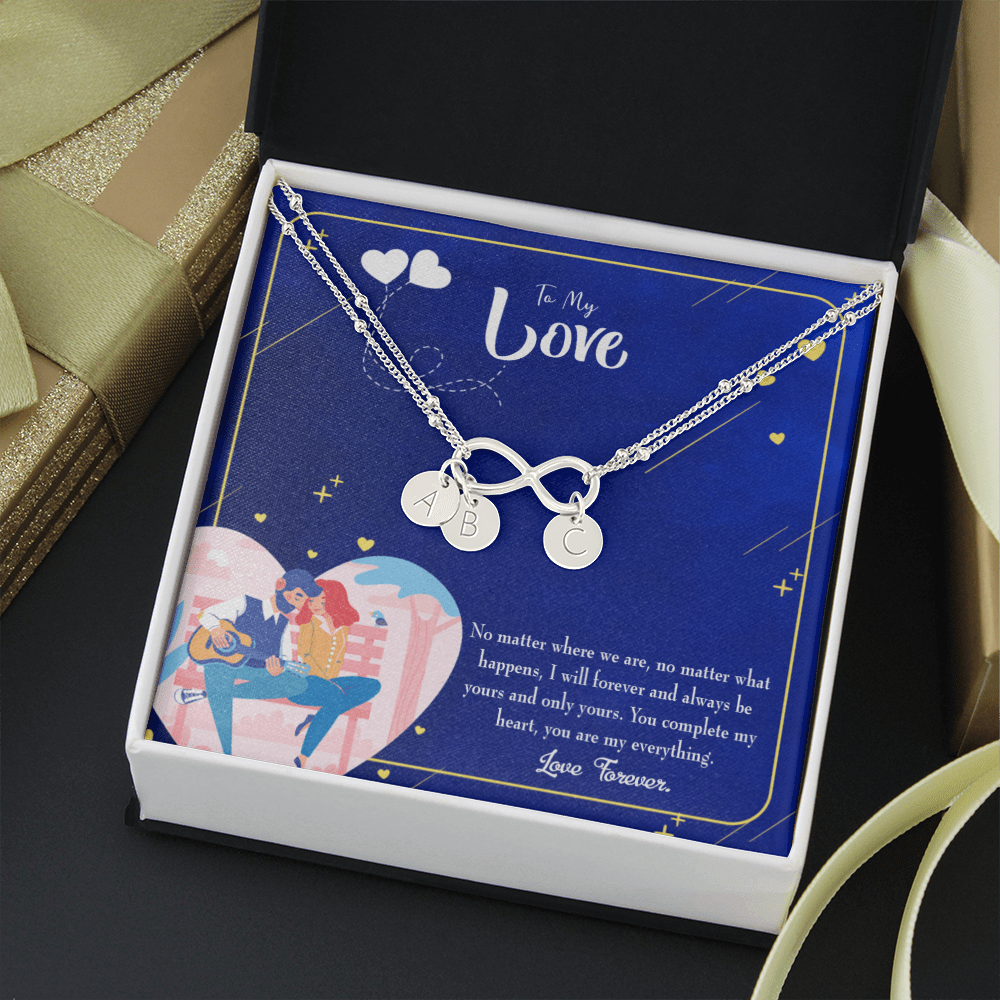 Wife You Complete Me Infinity Bracelet With Initial Charms - Infinity Bracelet