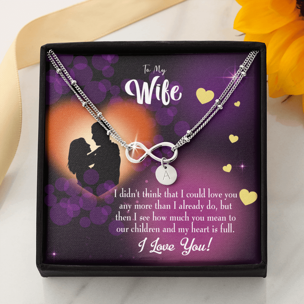 To My Wife My Heart Is Full Infinity Bracelet With Initial Charms - Infinity Bracelet