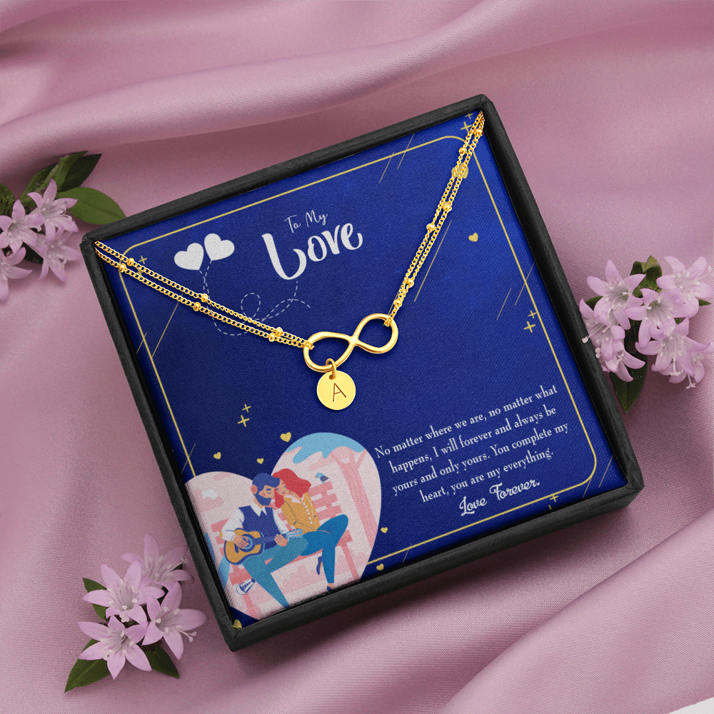 Wife You Complete Me Infinity Bracelet With Initial Charms - Infinity Bracelet
