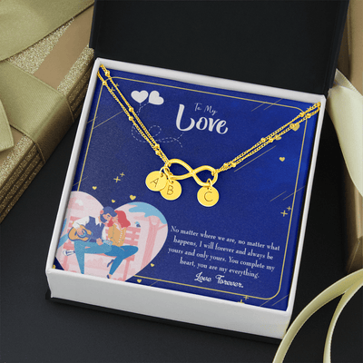 Wife You Complete Me Infinity Bracelet With Initial Charms - Infinity Bracelet