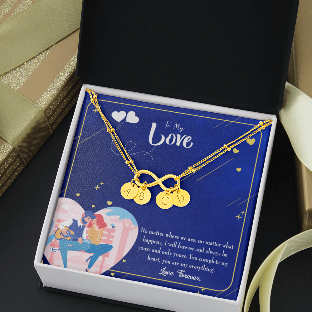 Wife You Complete Me Infinity Bracelet With Initial Charms - Infinity Bracelet