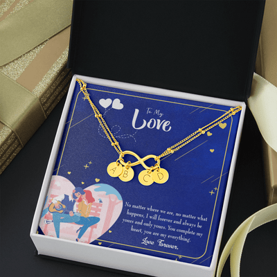 Wife You Complete Me Infinity Bracelet With Initial Charms - Infinity Bracelet