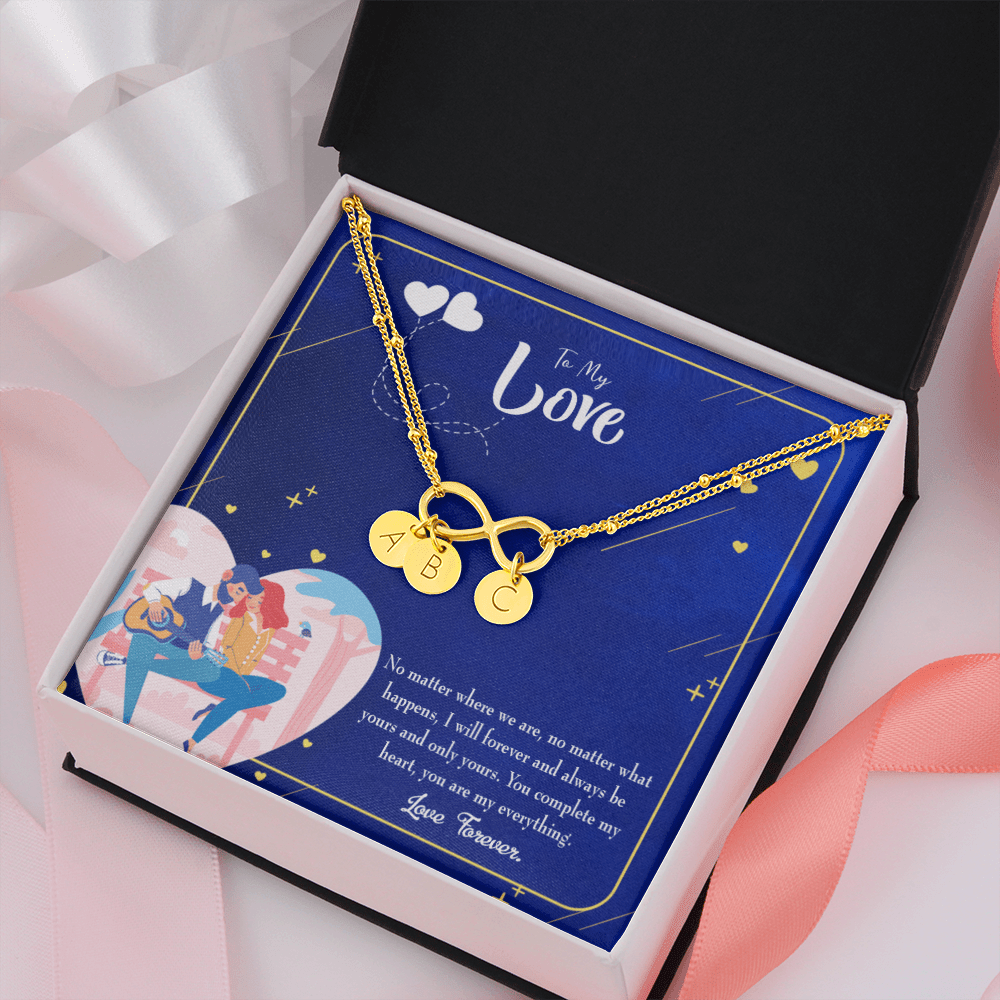 Wife You Complete Me Infinity Bracelet With Initial Charms - Infinity Bracelet