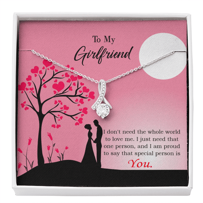 Girlfriend Gift Special Person Eternity Ribbon Stone Pendant 14K White Gold Stainless Steel Jewelry Gift  - Alluring Beauty Necklace Gift For Her