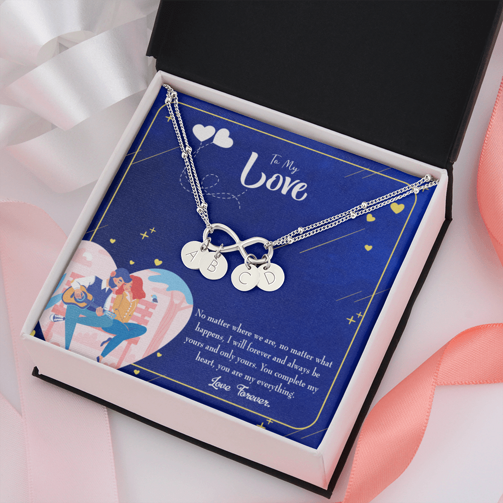 Wife You Complete Me Infinity Bracelet With Initial Charms - Infinity Bracelet