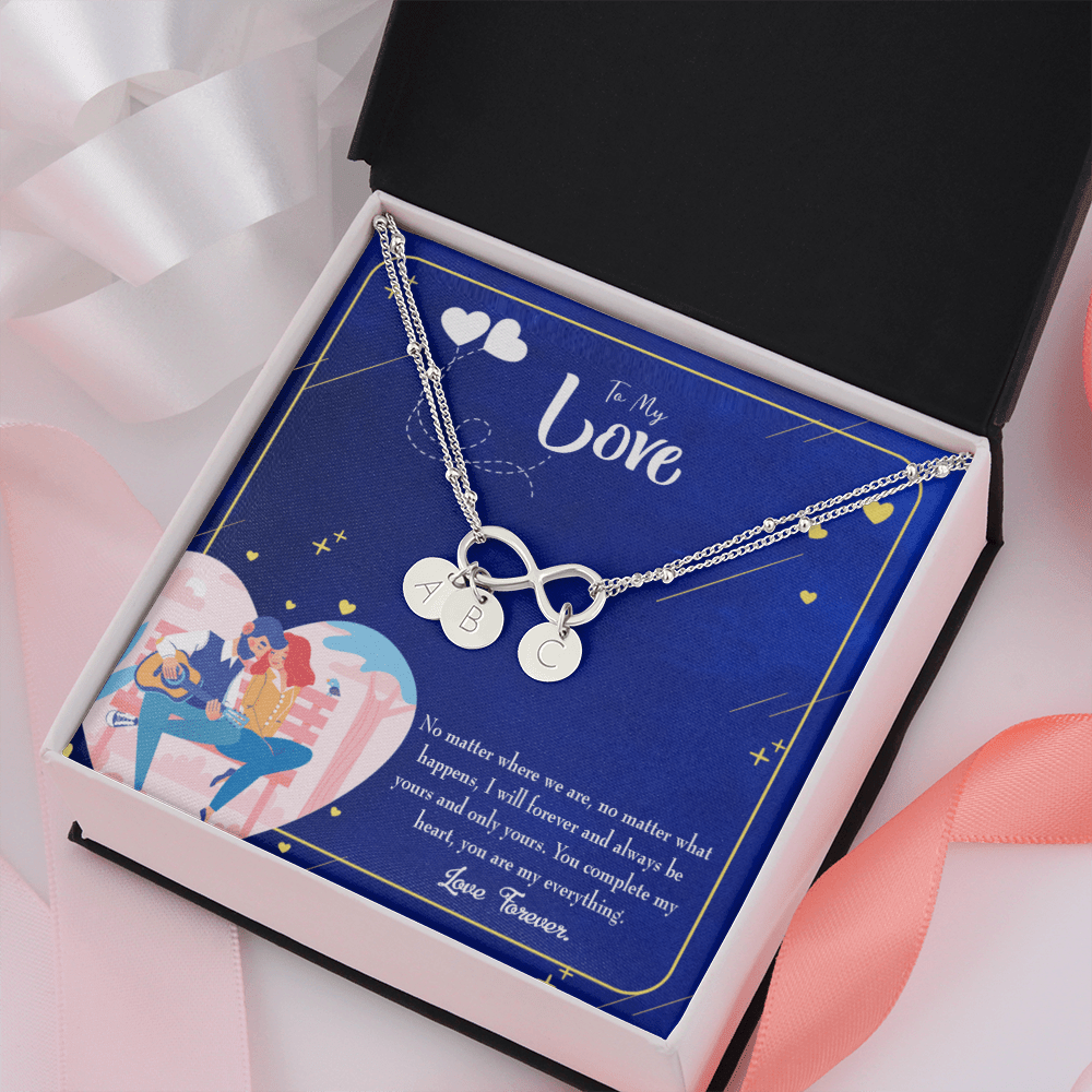 Wife You Complete Me Infinity Bracelet With Initial Charms - Infinity Bracelet