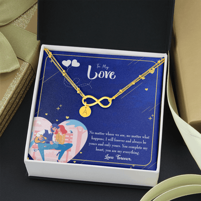Wife You Complete Me Infinity Bracelet With Initial Charms - Infinity Bracelet