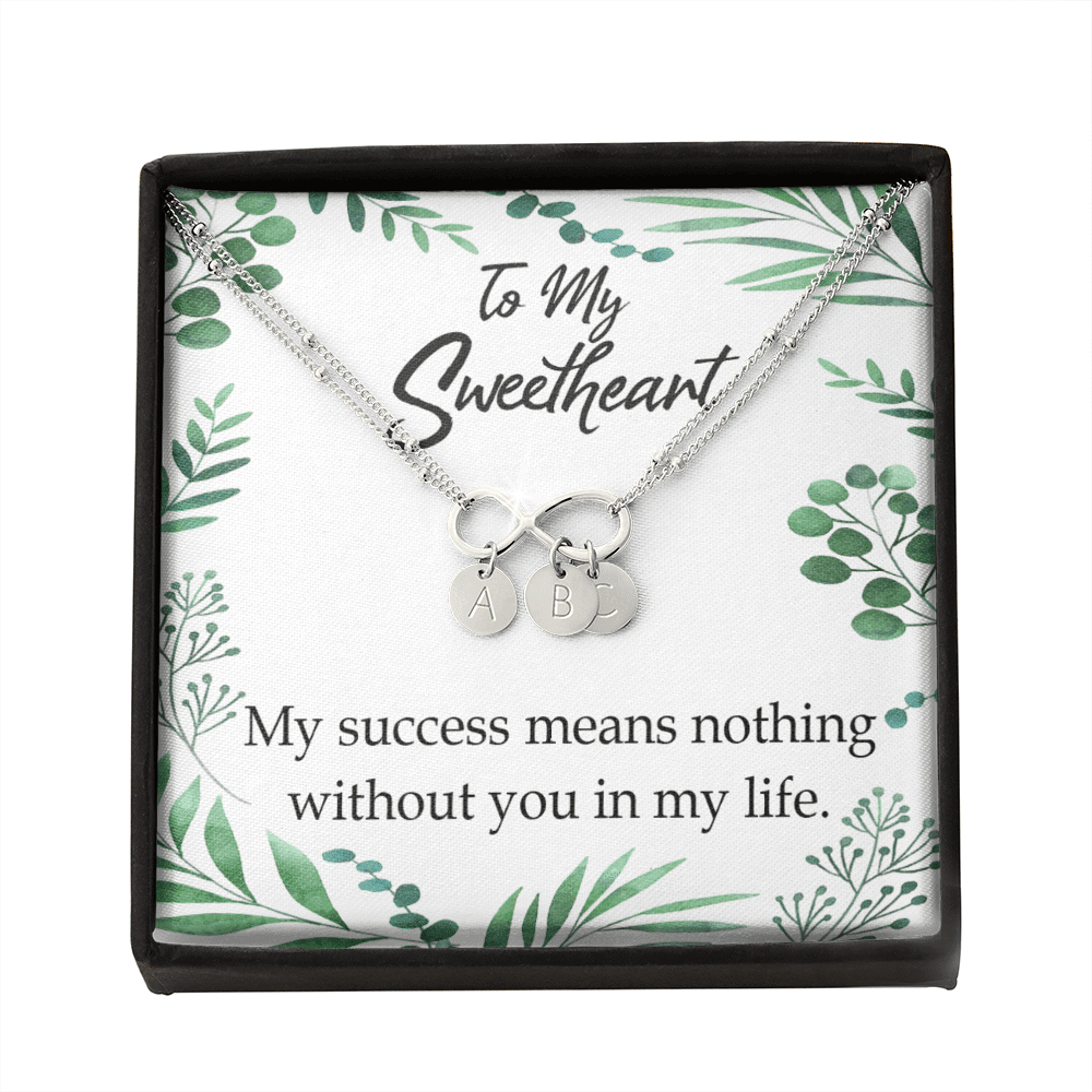 To My Wife My Success Means Nothing Without You Infinity Bracelet With Initial Charms - Infinity Bracelet