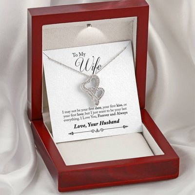To My Wife Forever And Always Double Hearts Necklace Message Card - Double Hearts Necklace