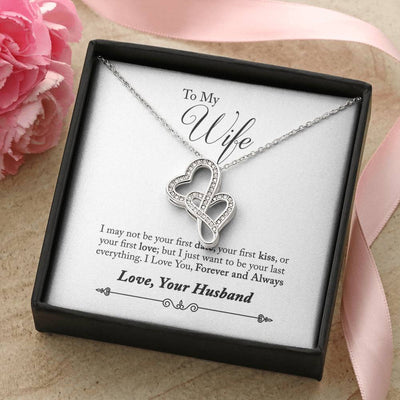 To My Wife Forever And Always Double Hearts Necklace Message Card - Double Hearts Necklace