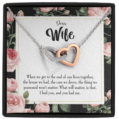 Wife Gift For Wife Birthday Have Each Other Inseparable Love Pendant 18k Rose Gold Finish 16� - Interlocking Hearts Necklace