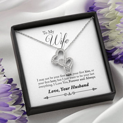 To My Wife Forever And Always Double Hearts Necklace Message Card - Double Hearts Necklace