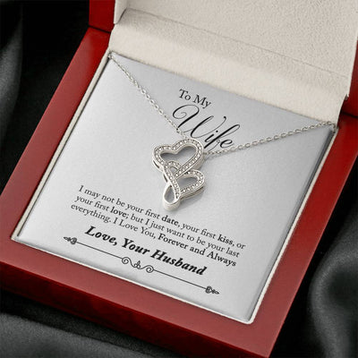To My Wife Forever And Always Double Hearts Necklace Message Card - Double Hearts Necklace