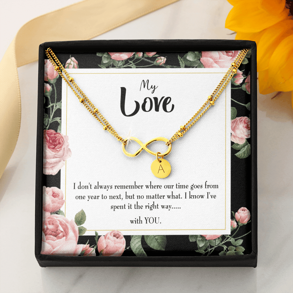To My Girlfriend With You Infinity Bracelet With Initial Charms - Infinity Bracelet