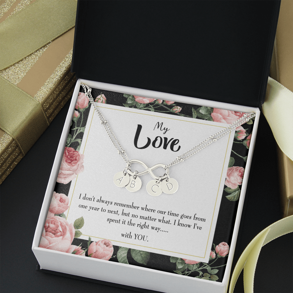 To My Girlfriend With You Infinity Bracelet With Initial Charms - Infinity Bracelet