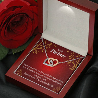 To My Partner One And Only Inseparable Pendant 18k Rose Gold Finish 16� Life Partner Keepsake Card - Interlocking Hearts Necklace
