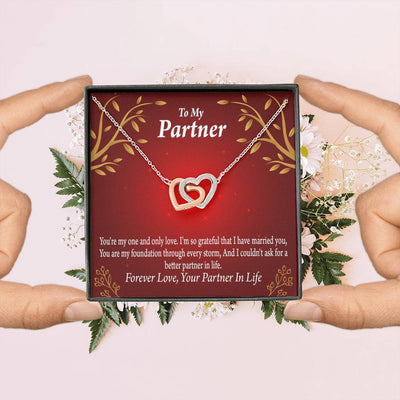 To My Partner One And Only Inseparable Pendant 18k Rose Gold Finish 16� Life Partner Keepsake Card - Interlocking Hearts Necklace