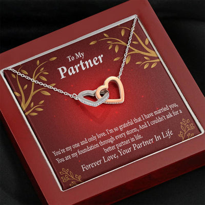To My Partner One And Only Inseparable Pendant 18k Rose Gold Finish 16� Life Partner Keepsake Card - Interlocking Hearts Necklace