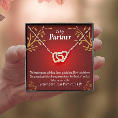 To My Partner One And Only Inseparable Pendant 18k Rose Gold Finish 16� Life Partner Keepsake Card - Interlocking Hearts Necklace