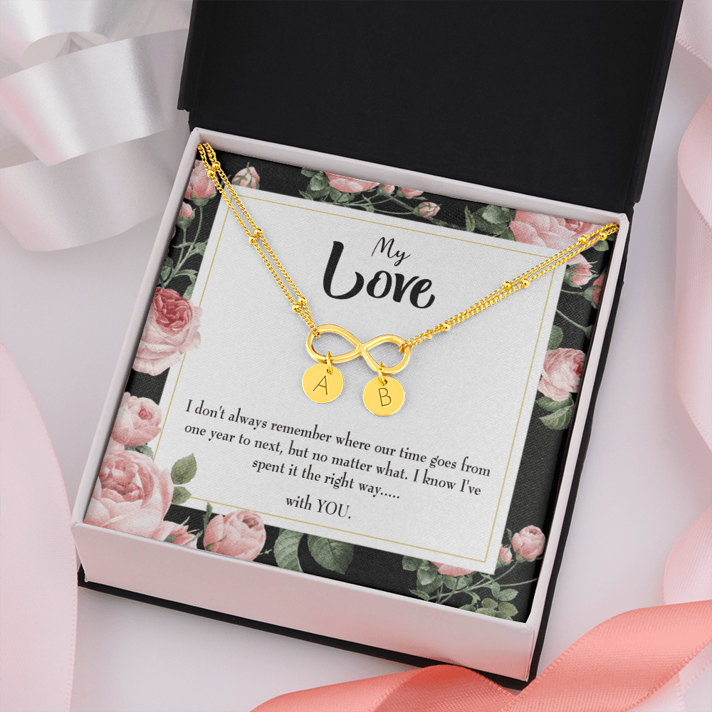 To My Girlfriend With You Infinity Bracelet With Initial Charms - Infinity Bracelet