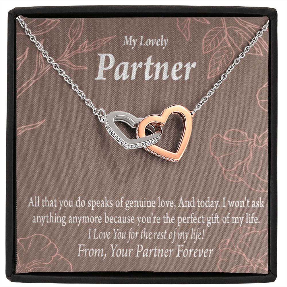 To My Partner Perfect Keepsake Card Of My Life Inseparable Pendant 18k Rose Gold Finish 16� Life Partner Keepsake Card - Interlocking Hearts Necklace