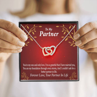 To My Partner One And Only Inseparable Pendant 18k Rose Gold Finish 16� Life Partner Keepsake Card - Interlocking Hearts Necklace