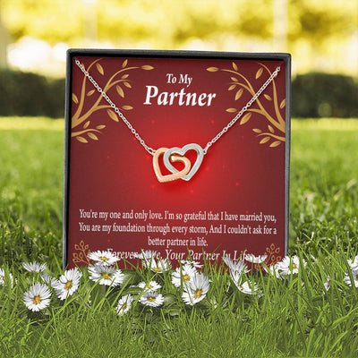 To My Partner One And Only Inseparable Pendant 18k Rose Gold Finish 16� Life Partner Keepsake Card - Interlocking Hearts Necklace