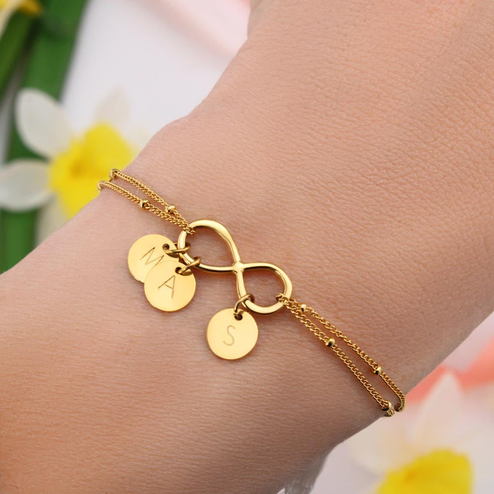 To My Girlfriend With You Infinity Bracelet With Initial Charms - Infinity Bracelet