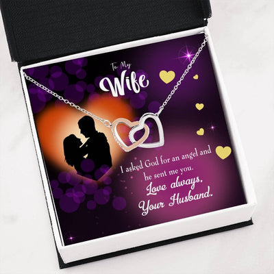 Wife Gift For Wife Birthday You're An Angel Inseparable Love Pendant 18k Rose Gold Finish 16� - Interlocking Hearts Necklace