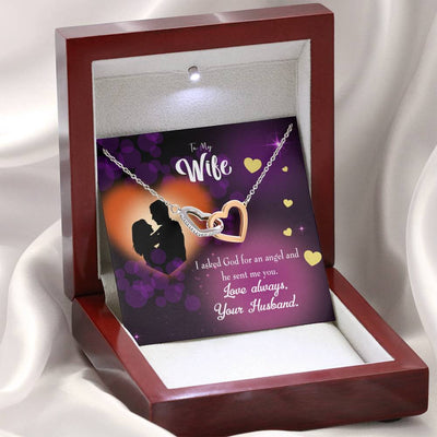 Wife Gift For Wife Birthday You're An Angel Inseparable Love Pendant 18k Rose Gold Finish 16� - Interlocking Hearts Necklace