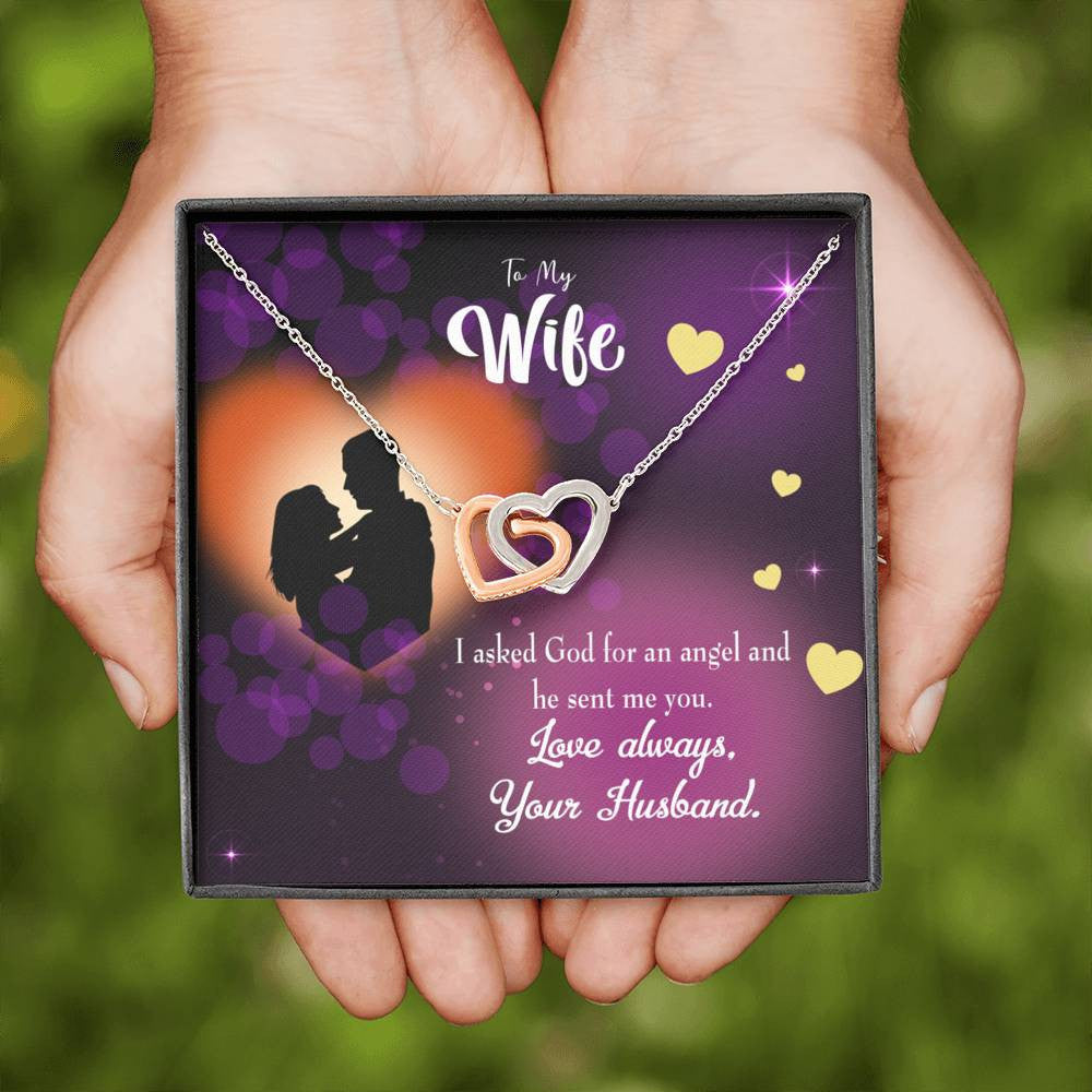 Wife Gift For Wife Birthday You're An Angel Inseparable Love Pendant 18k Rose Gold Finish 16� - Interlocking Hearts Necklace
