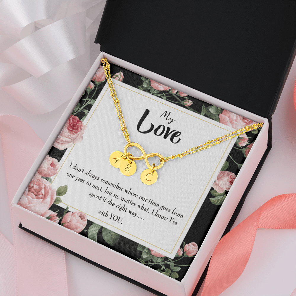 To My Girlfriend With You Infinity Bracelet With Initial Charms - Infinity Bracelet