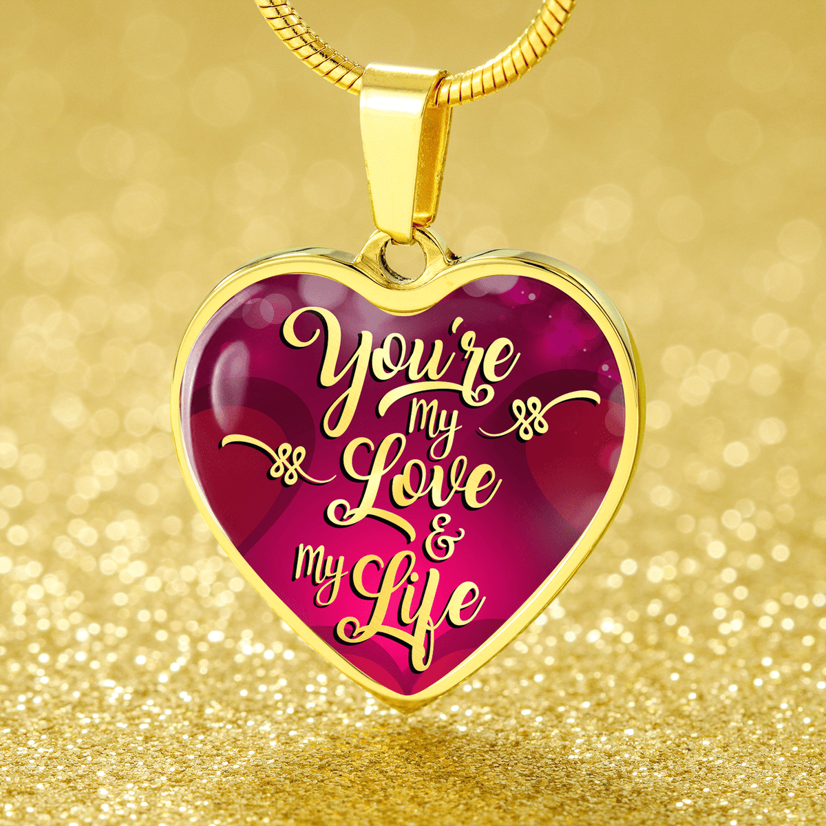 To My Wife Girlfriend You're My Life Necklace Heart Jewelry Gift  - Luxury Heart Pendant Necklace Gift Idea For Her/Him
