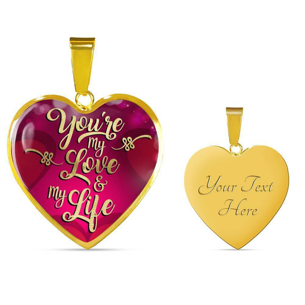 To My Wife Girlfriend You're My Life Necklace Heart Jewelry Gift  - Luxury Heart Pendant Necklace Gift Idea For Her/Him