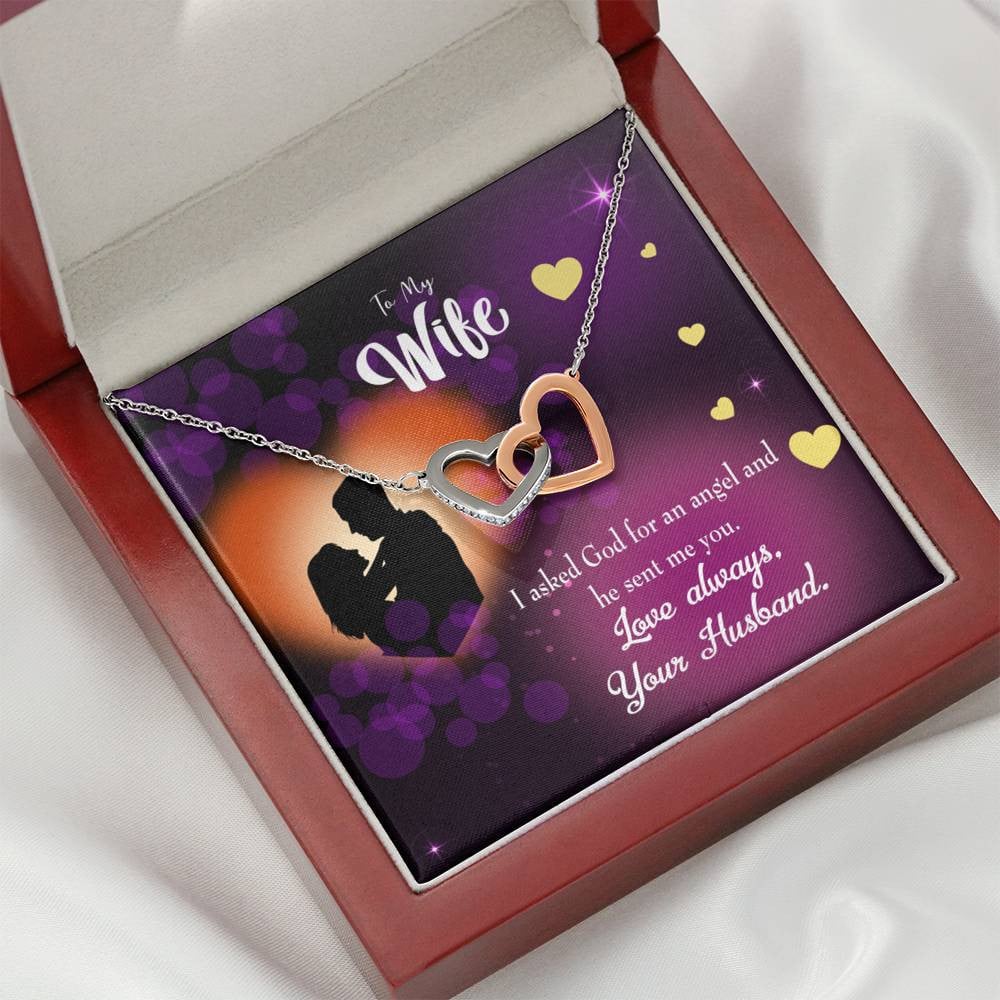 Wife Gift For Wife Birthday You're An Angel Inseparable Love Pendant 18k Rose Gold Finish 16� - Interlocking Hearts Necklace