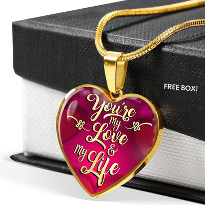 To My Wife Girlfriend You're My Life Necklace Heart Jewelry Gift  - Luxury Heart Pendant Necklace Gift Idea For Her/Him