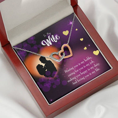 Wife Gift For Wife Birthday Love Of My Life Inseparable Love Pendant 18k Rose Gold Finish 16� - Interlocking Hearts Necklace