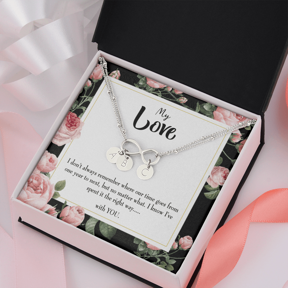 To My Girlfriend With You Infinity Bracelet With Initial Charms - Infinity Bracelet