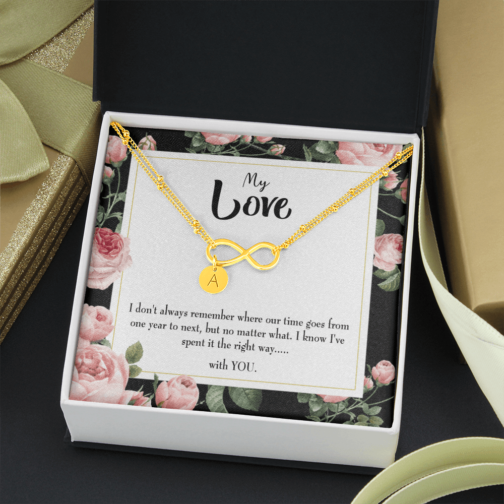To My Girlfriend With You Infinity Bracelet With Initial Charms - Infinity Bracelet