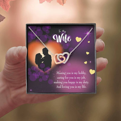 Wife Gift For Wife Birthday Love Of My Life Inseparable Love Pendant 18k Rose Gold Finish 16� - Interlocking Hearts Necklace