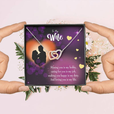 Wife Gift For Wife Birthday Love Of My Life Inseparable Love Pendant 18k Rose Gold Finish 16� - Interlocking Hearts Necklace