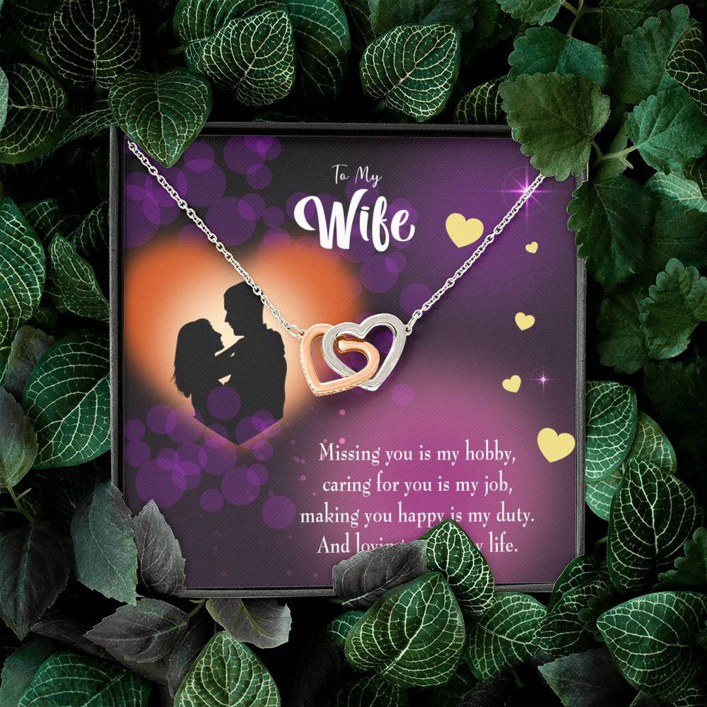 Wife Gift For Wife Birthday Love Of My Life Inseparable Love Pendant 18k Rose Gold Finish 16� - Interlocking Hearts Necklace