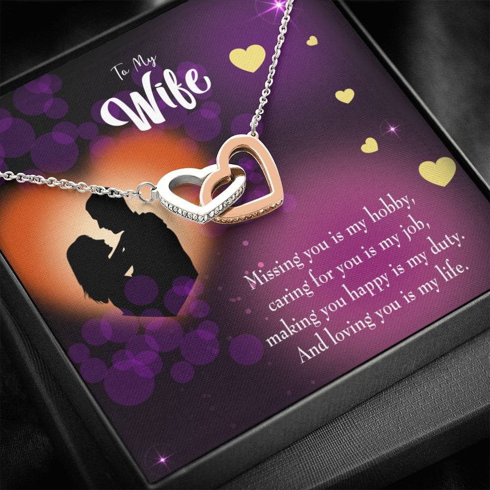 Wife Gift For Wife Birthday Love Of My Life Inseparable Love Pendant 18k Rose Gold Finish 16� - Interlocking Hearts Necklace