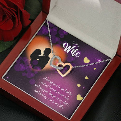 Wife Gift For Wife Birthday Love Of My Life Inseparable Love Pendant 18k Rose Gold Finish 16� - Interlocking Hearts Necklace