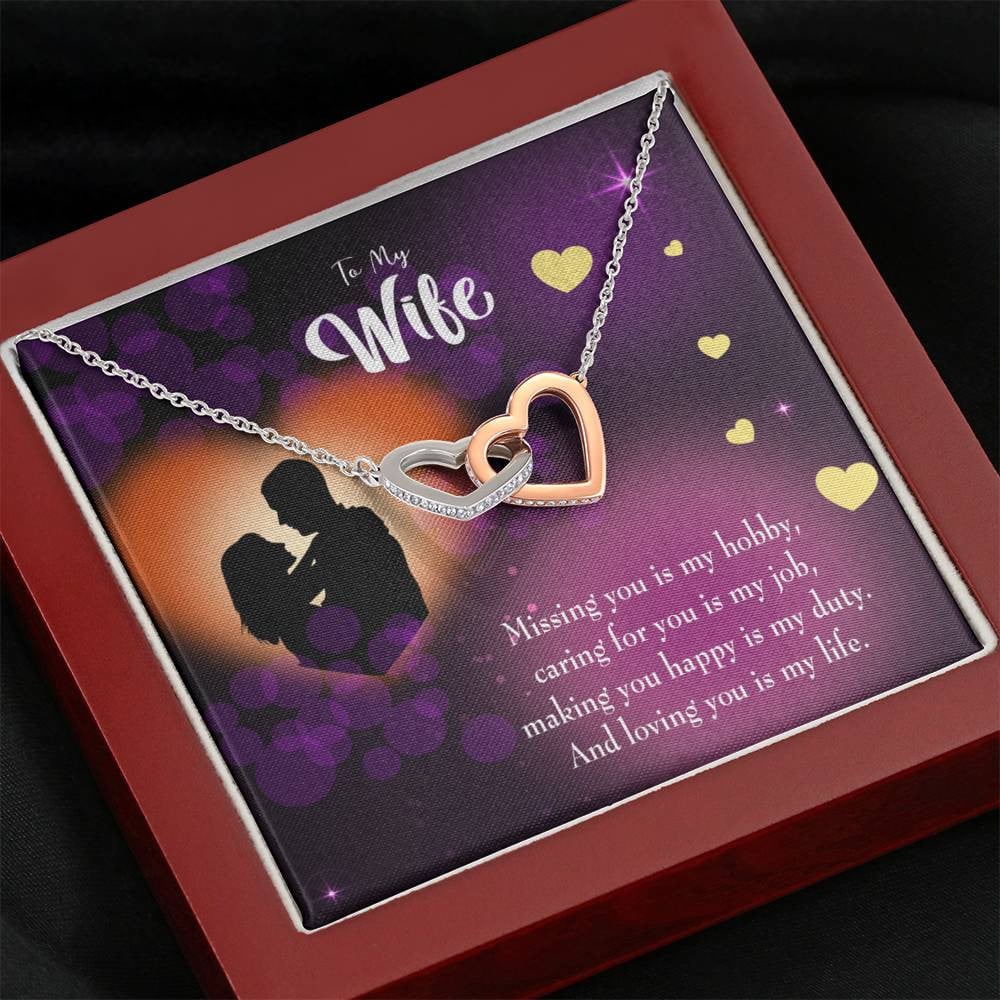 Wife Gift For Wife Birthday Love Of My Life Inseparable Love Pendant 18k Rose Gold Finish 16� - Interlocking Hearts Necklace